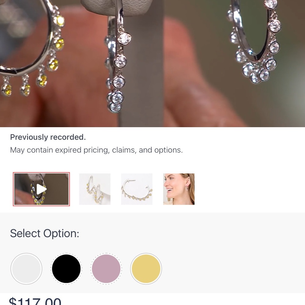 NWOT Diamonique x Kathy Levine Fringe Hoop Earrings Sterling Silver All Clear